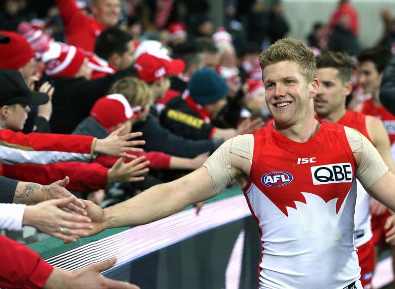 Dan Hannebery &amp; fans after the game