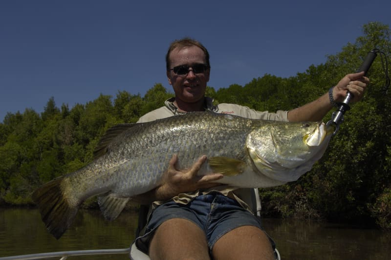 Dean McFarlane with a 39 pound barra caught in Wildman Creek.