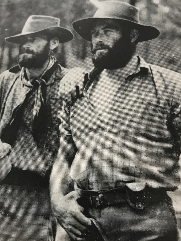 Bob Chitty (right) playing Ned Kelly.