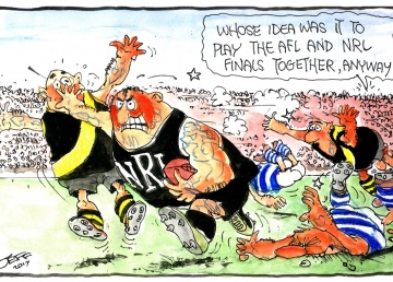 Jeff foresees chaos when the footy codes clash.