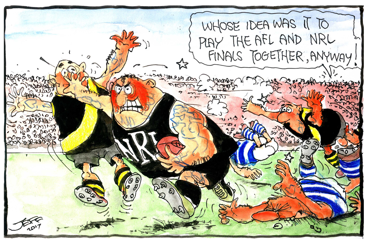 Jeff foresees chaos when the footy codes clash.
