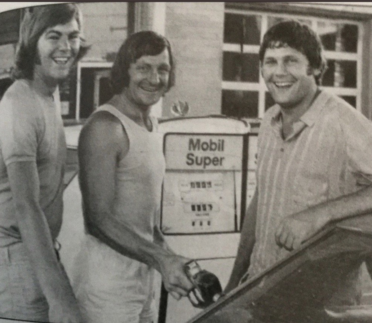 Thirsty Tigers at the pump: Neil Balme (left), Kevin Sheedy and Mal Brown.