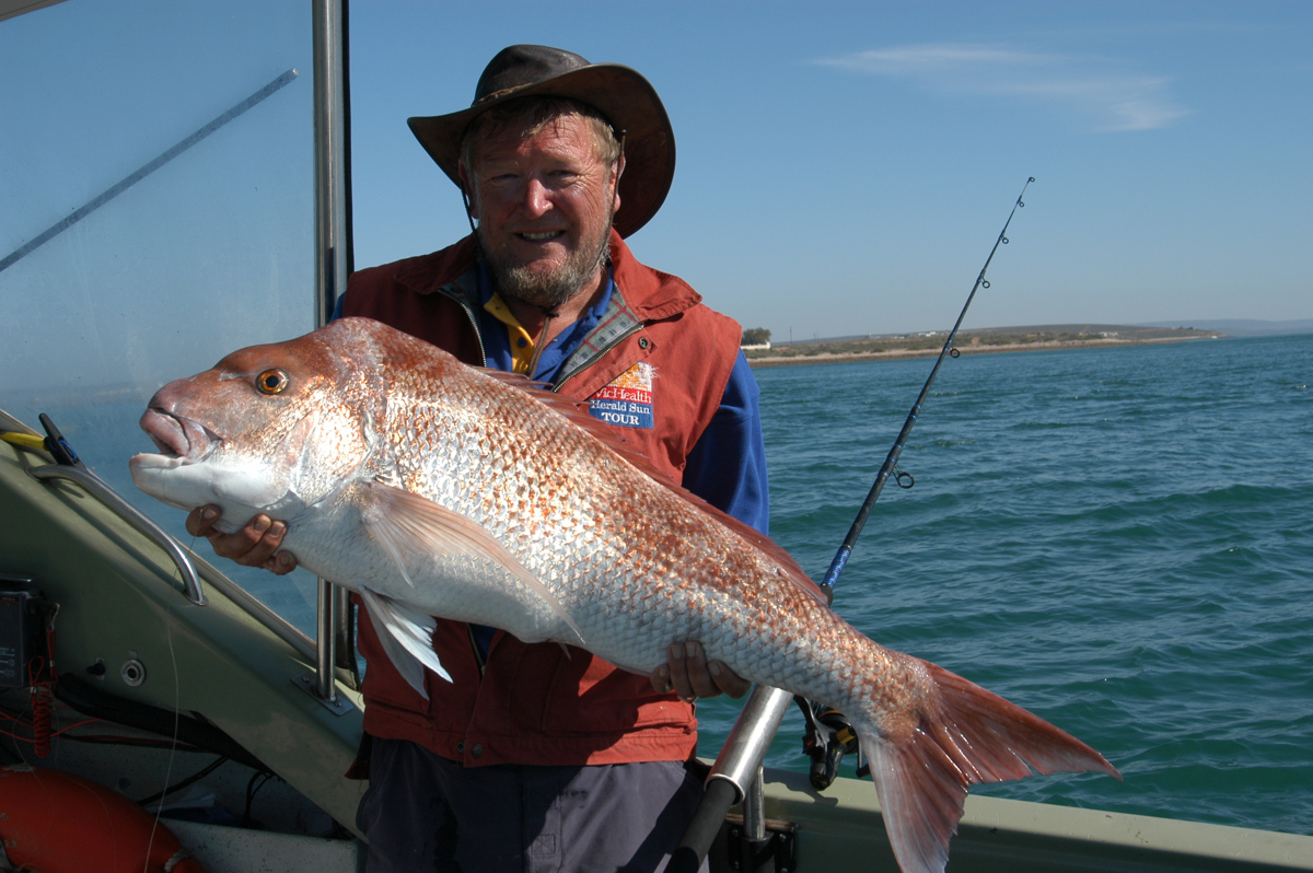 Steve Cooper with a 15kg plus snapper, the highlight of a 50-year career as a Snapper Bum.
