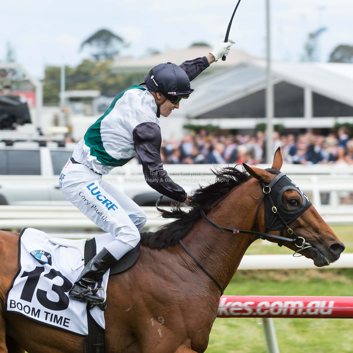 Boom Time ridden by Corey Parish wins the BMW Caulfield Cup. Pic: Darren Tindale / The Image is Everything.