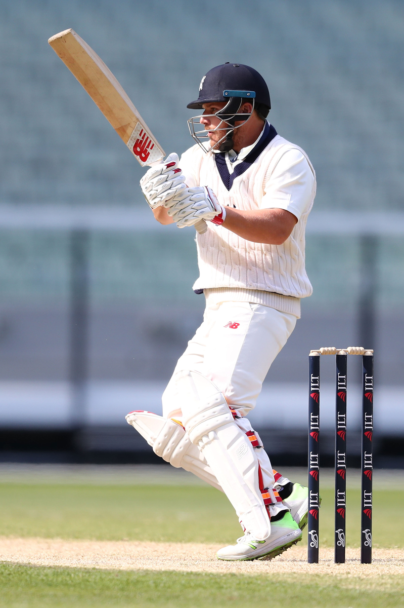 Aaron Finch bats during day two of the Sheffield Shield match between Victoria and South Australia. Pic: Scott Barbour/Getty Images