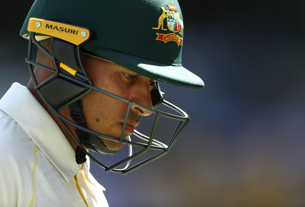 Usman Khawaja of Australia looks dejected after being dismissed by Moeen Ali of England Pic: Ryan Pierse/Getty Images