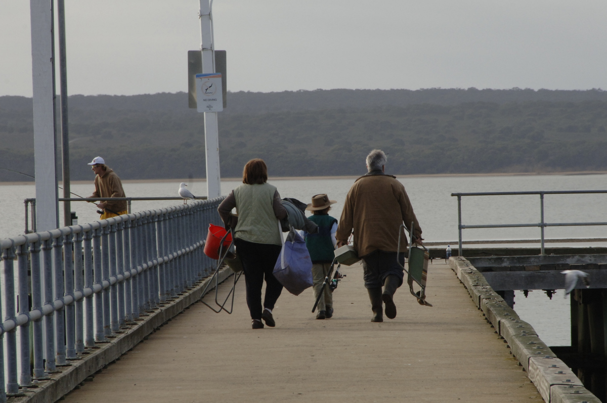 Families like to fish together at places like the pier at Corinella.