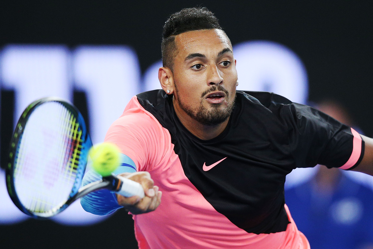 Nick Kyrgios during the Tie Break Tens ahead of the 2018 Australian Open. Pic: Michael Dodge/Getty Images