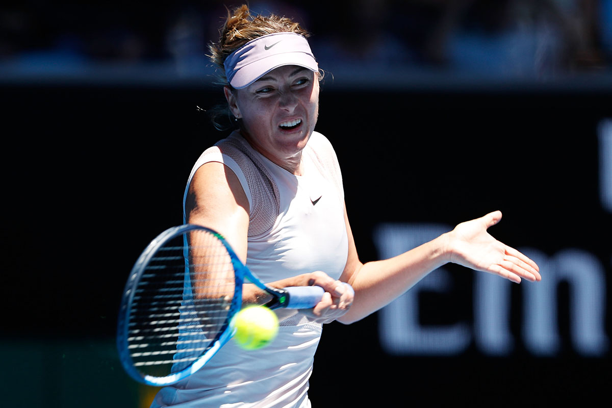 Maria Sharapova wins in her first round match against Tatjana Maria. Pic: Michael Dodge/Getty Images