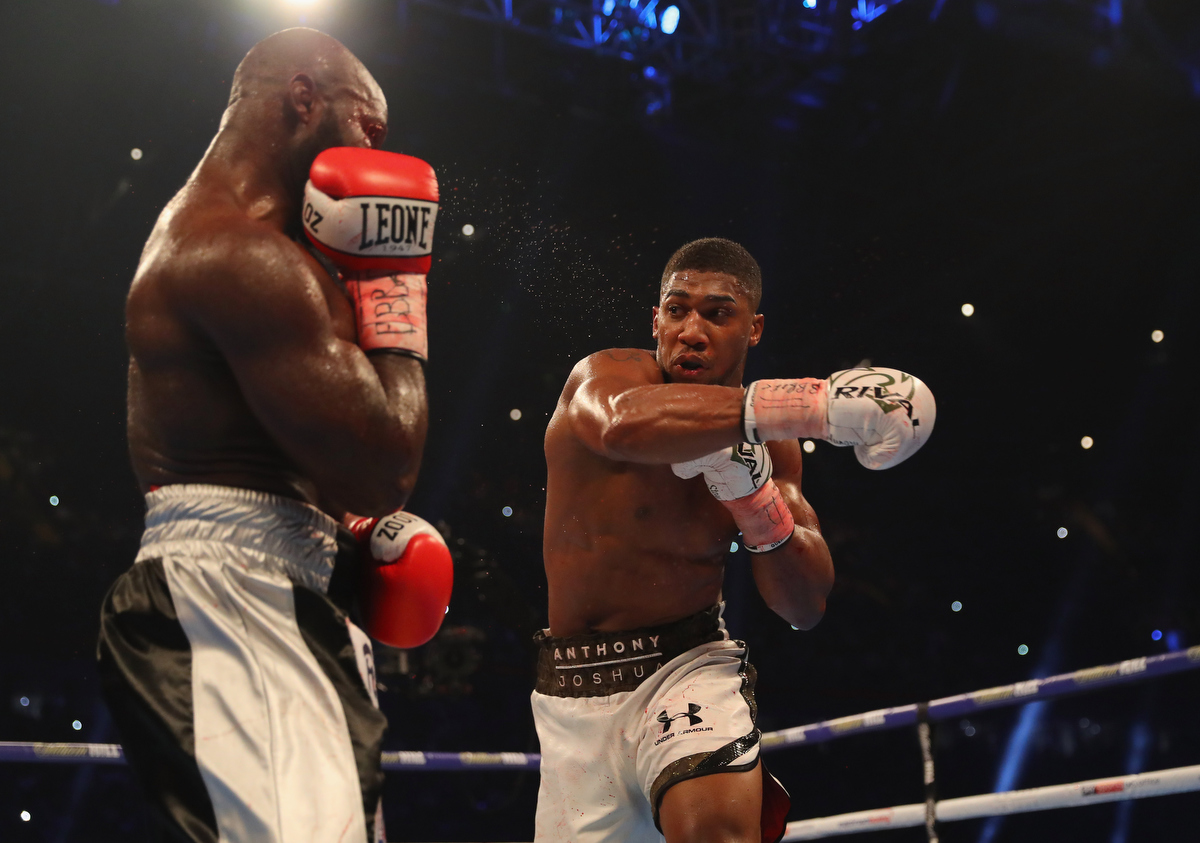 Anthony Joshua in action at Cardiff, Wales. Pic: Richard Heathcote/Getty Images