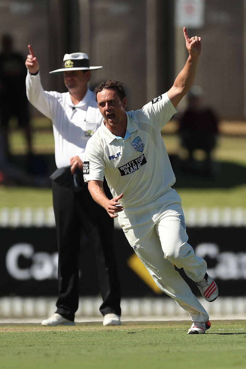 Steven O'Keefe celebrates taking a wicket. Pic: Kelly Defina/Getty Images