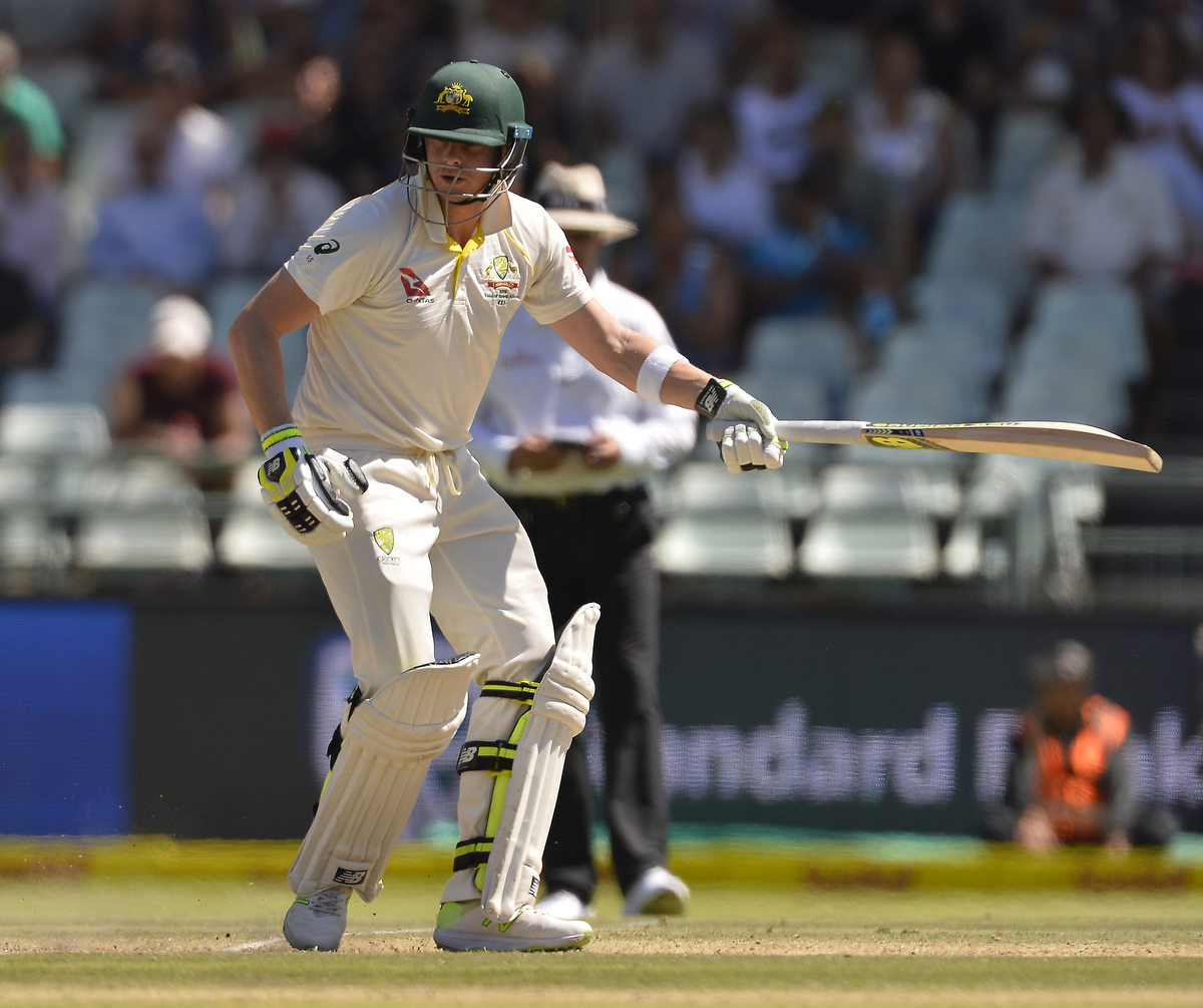 Steve smith during his short innings in the 3rd test. Pic: Ashley Vlotman/Gallo Images
