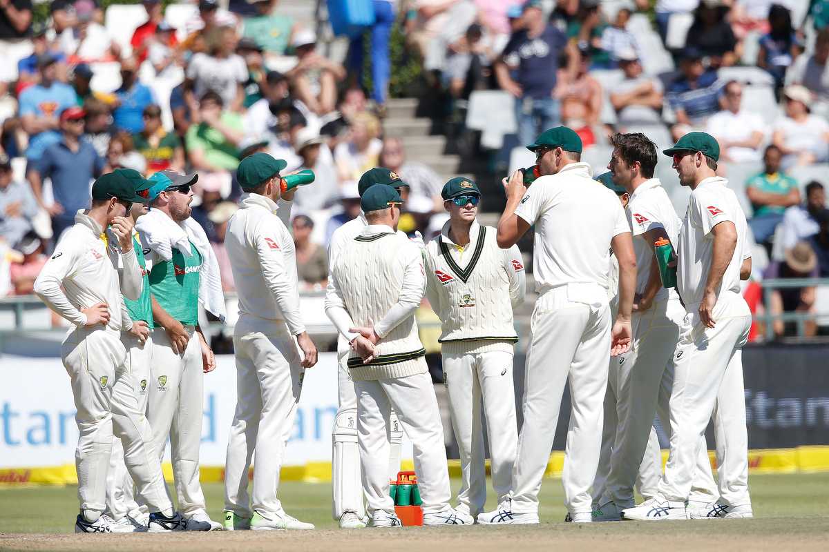 The Australian team during the fourth day of the third Test. Pic: GIANLUIGI GUERCIA/AFP/Getty Images