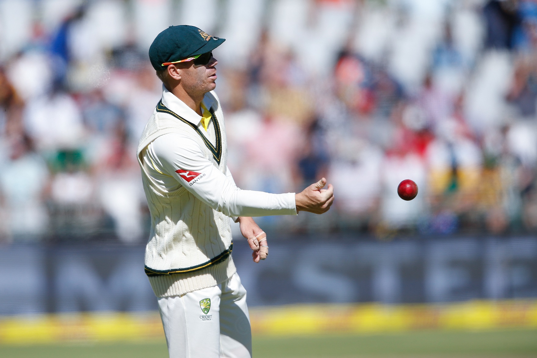 David Warner during his last test in South Africa. Pic: GIANLUIGI GUERCIA/AFP/Getty Images