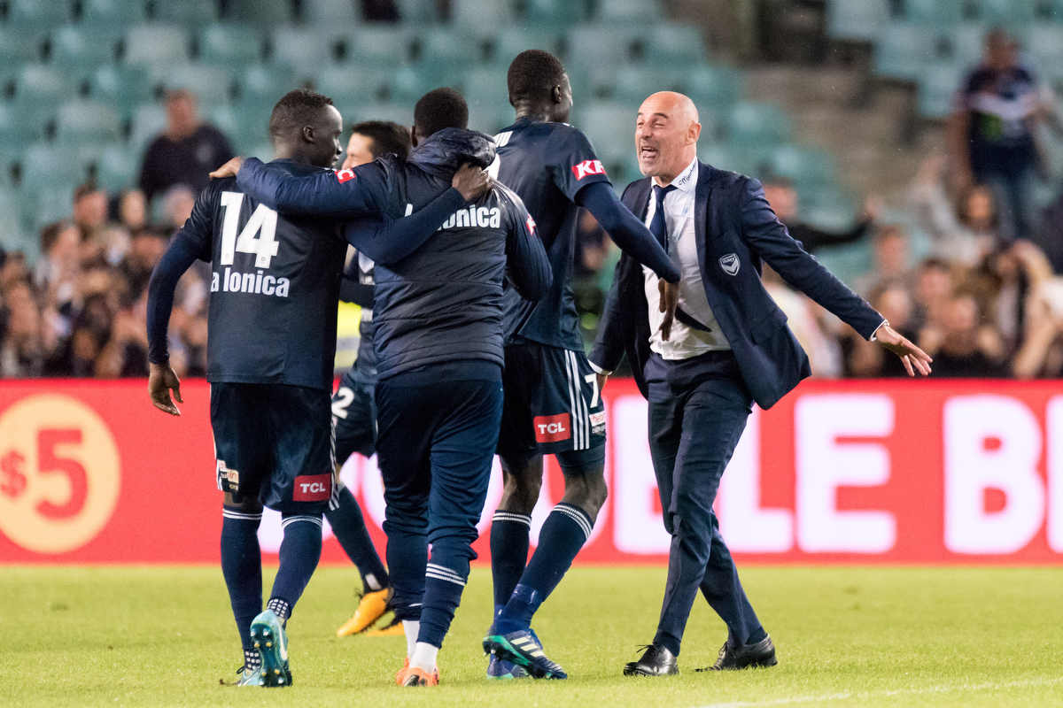  Melbourne Victory celebrate after winning their Semi Final over Sydney. Pic: Speed Media/Icon Sportswire via Getty Images 