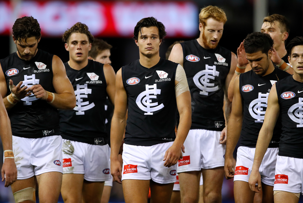 Jack Silvagni looks dejected after the loss to the Western Bulldogs. Pic: Adam Trafford/AFL Media/Getty Images