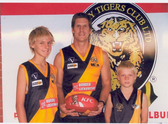 FLASHBACK: Young Charlie Spargo, right, with his brother Abe and famous father Paul Spargo.