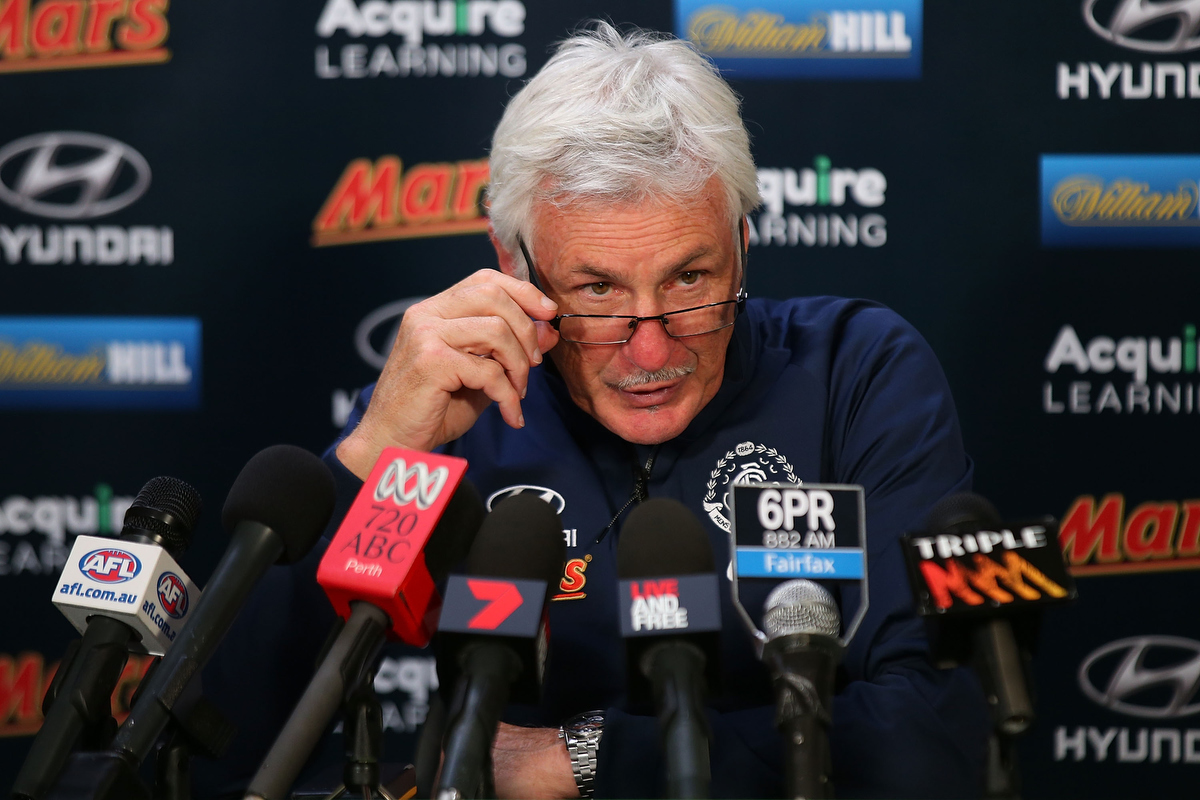 Heated press conferences often went hand in hand with Mick Malthouse pic: Paul Kane/Getty Images