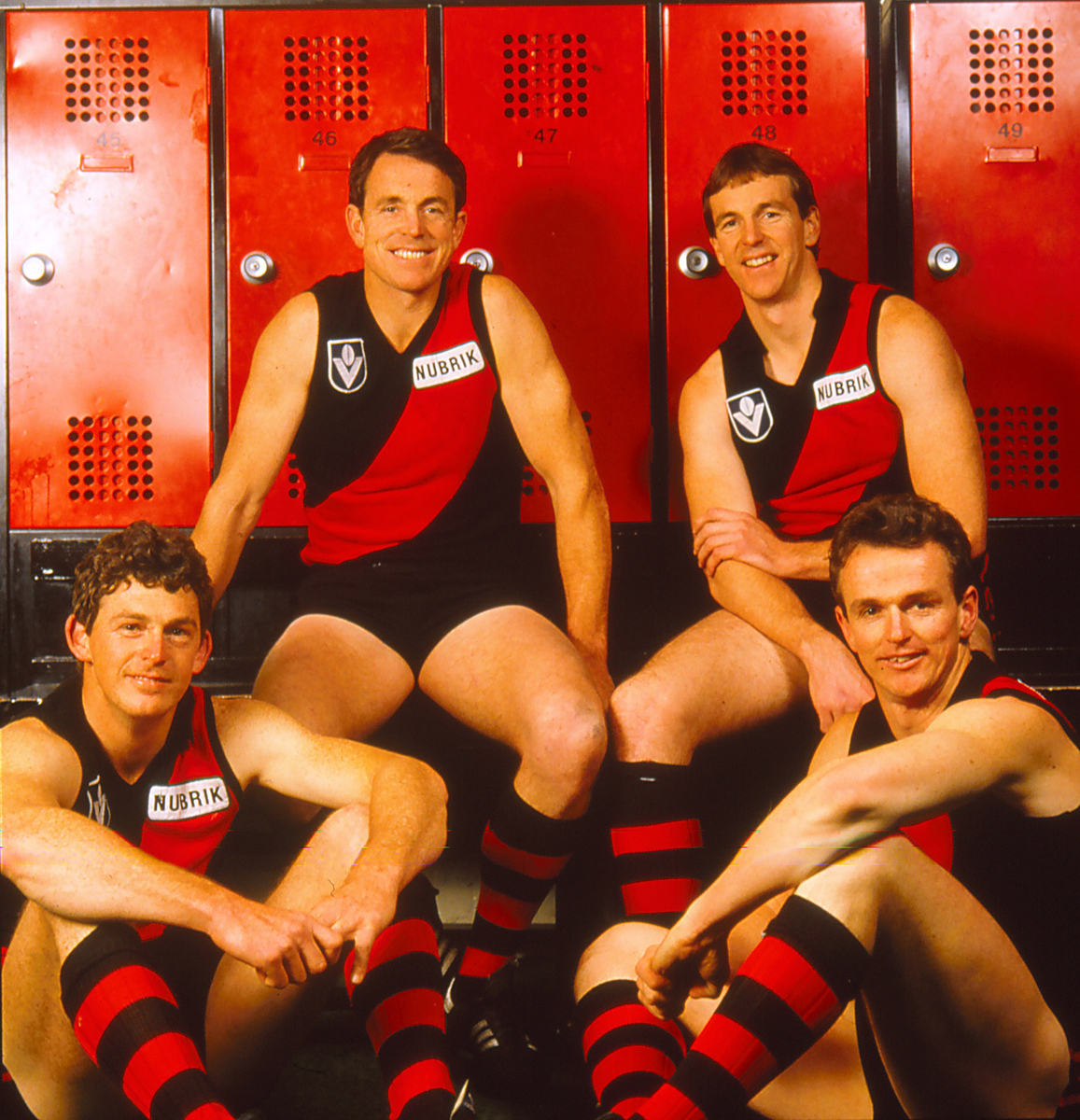 The Daniher brothers, Terry, Neale, Chris and Anthony of the Essendon Bombers pose in Melbourne, Australia. (Photo by Getty Images)