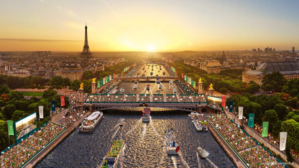 The River Seine as it is expected to look during the 2024 Paris Olympic Games opening ceremony.