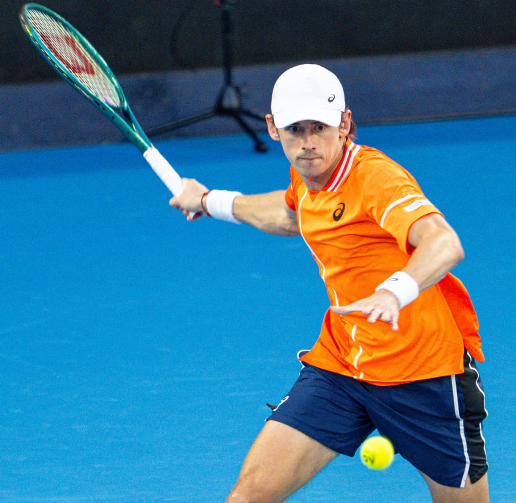 Australian Open Day 2 - Alex de Minaur vs Milos Raonic on Rod Laver Arena.